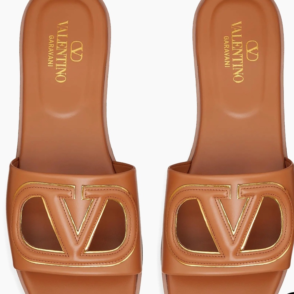 Valentino Garavani Brown Slide Sandals